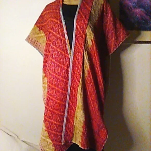 Kantha "Free Spirit" Long Kimono Reversible XL & Under Peacocks Handmade New - Picture 11 of 16
